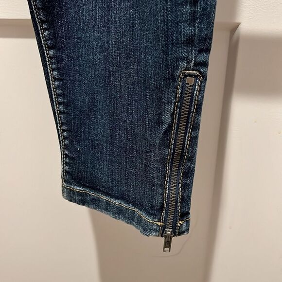 Torrid Ankle Skinny Jeans, Mid-Rise, Lightly Distressed, Dark Wash - Picture 2 of 11